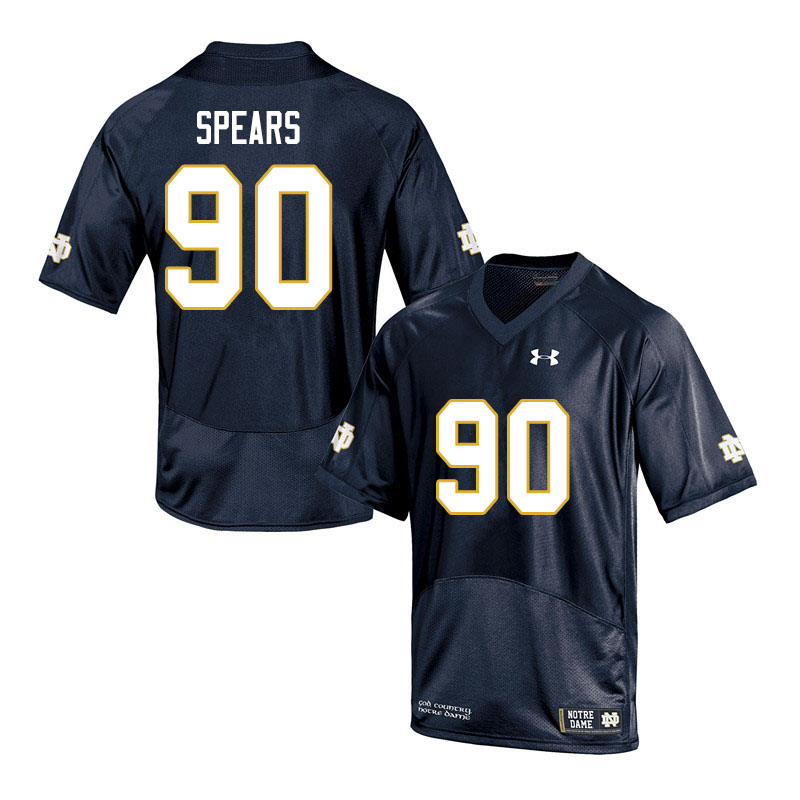 Men #90 Hunter Spears Notre Dame Fighting Irish College Football Jerseys Sale-Navy - Click Image to Close